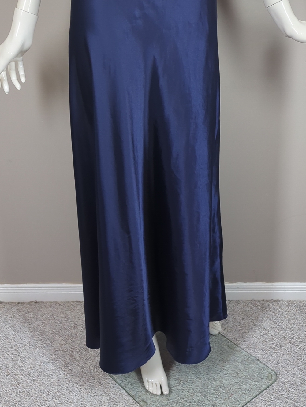 La Senza Slip Dress Navy Satin Cowl Neck Jewels Size Small Maxi - Picture 5 of 11
